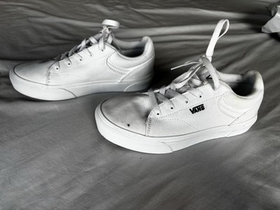 Girls White Canvas Vans Size 5