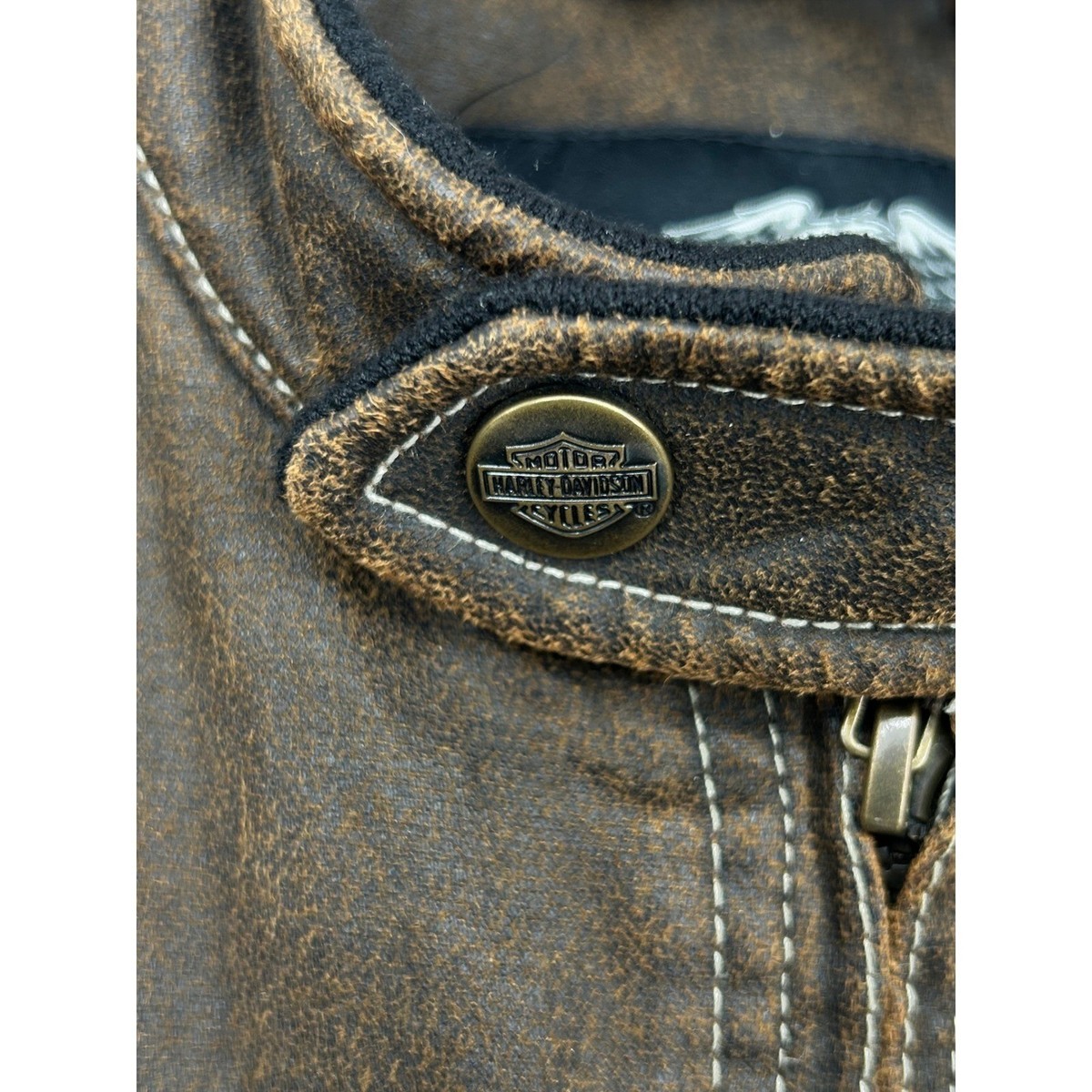 ジャケット・アウター Harley-DavidsonMileage Club / Distressed Harley Davidson Men's MEDIUM Distressed Genuine Motor Clothes