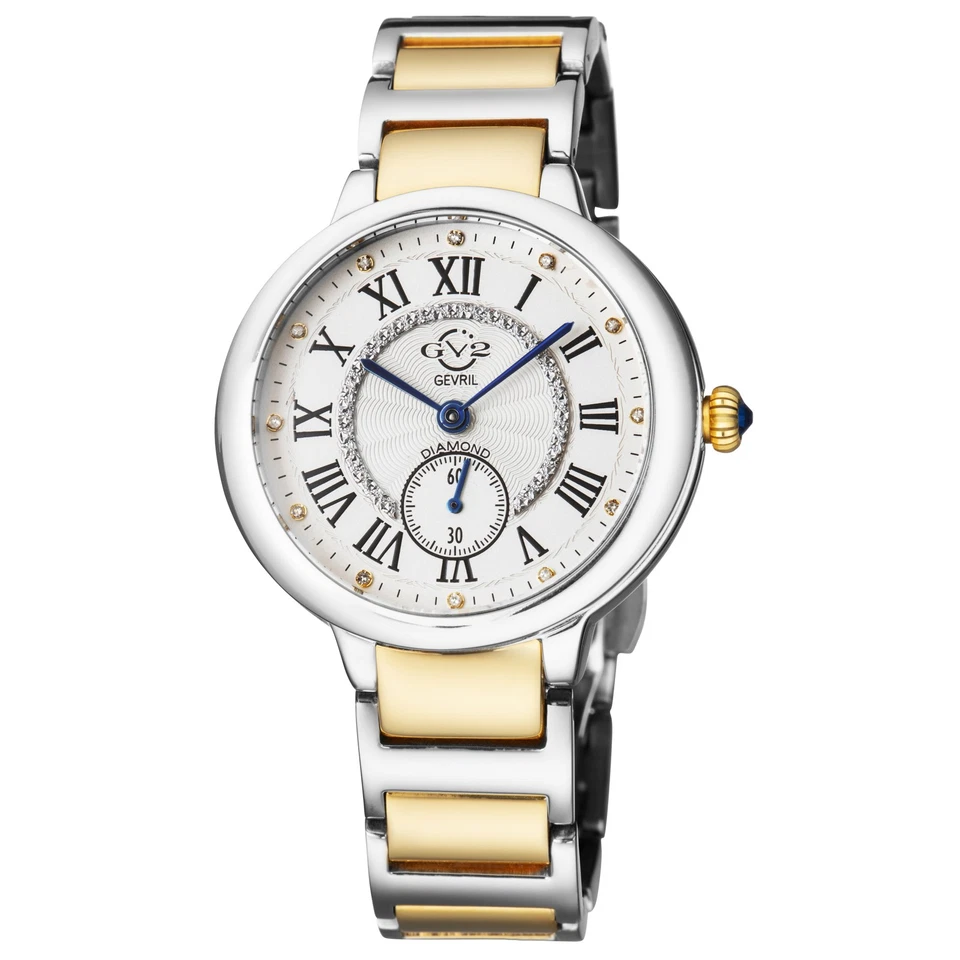 Reloj para mujer Gv2 By Gevril 12203B Roma cuarzo suizo diamante IP dos tonos acero