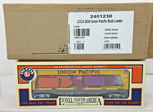 Cargador de barco Lionel 2401230 LCCA 2024 Union Pacific con 4 barcos calibre O Club UP | Condition: New