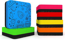 6 Pack Magnetic Dry Erase Erasers - Assorted Colors, Magnetic, Smudge Free for K