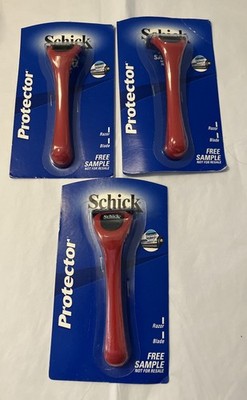 3 Vintage 1997 Schick Protector Razor Samples NOS