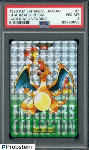 1996 Pokemon Japanese Bandai Carddass Vending #6 Charizard Prism PSA 8 NM-MT