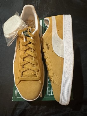 Puma Suede Classic XXI Yellow White Athletic Shoes Mens Size 10 New 374915-05