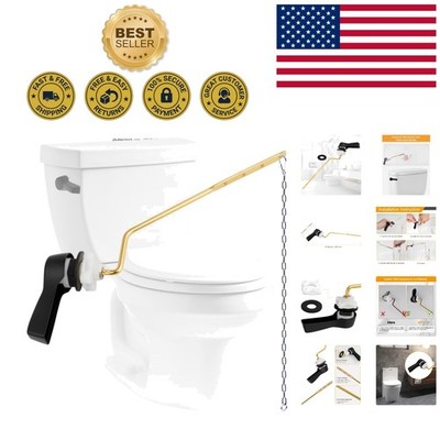 Efficient Adjustable Toilet Handle Replacement - Brass Lever, Matte Black Finish