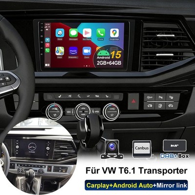 DAB+ 64GB Android Autoradio GPS CarPlay RDS Kam Für VW T6.1 Transporter Multivan