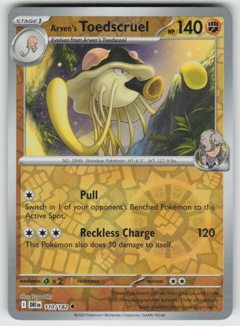 Arven's Toedscruel 110/182 Uncommon Destined Rivals Pokemon Reverse Holo NM