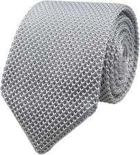 Pointed Knit Ties for Men Pure Color 2.76 Skinny Neck Tie One Size Light Grey