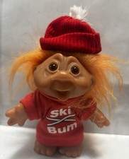 Vintage Troll Doll 5" Dam Norfin 1986 Ski Bum 5411 Orange Hair Complete With Hat