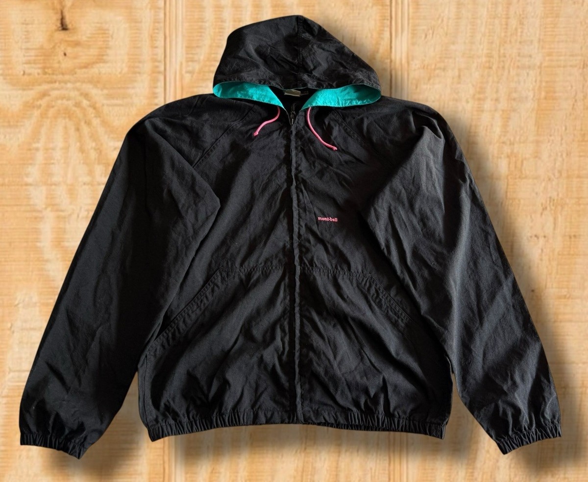 Vintage 90s Montbell XL Black Pink Nylon Full Zip Anorak Parka