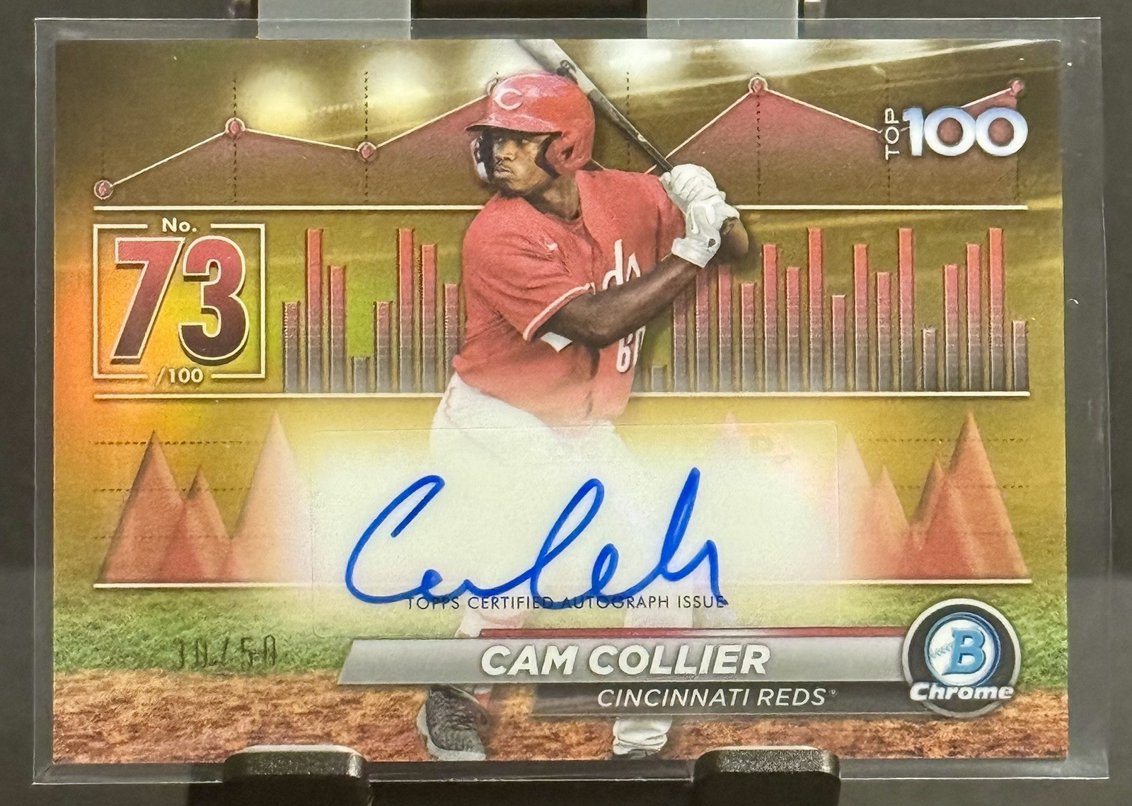 2024 Bowman Chrome CAM COLLIER Scouts Top 100 Gold Refractor /50 Auto CINCINNATI