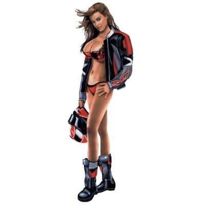 Aufkleber Bikerin Pin Up Girl Bikini Rot 20 x 6 cm Red Helmet Babe Decal Sexy 