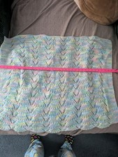Handmade Crocheted Baby Blanket Rainbow Pastel 30x34 Inch