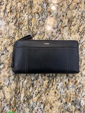 Fossil Wallet Jori Zip Clutch Black Wallet NWT