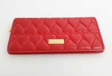 MOSCHINO Red Quilted Leather Heart Long Wallet
