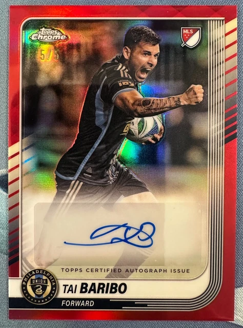 TAI BARIBO 2025 TOPPS CHROME MLS RED PHILADELPHIA UNION SSP AUTO #CA-TO #5/5!