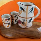 Vintage 1960s Masco Mid-Century Hand-Painted Abstract Tropicana Pitcher and Cups — photo 1