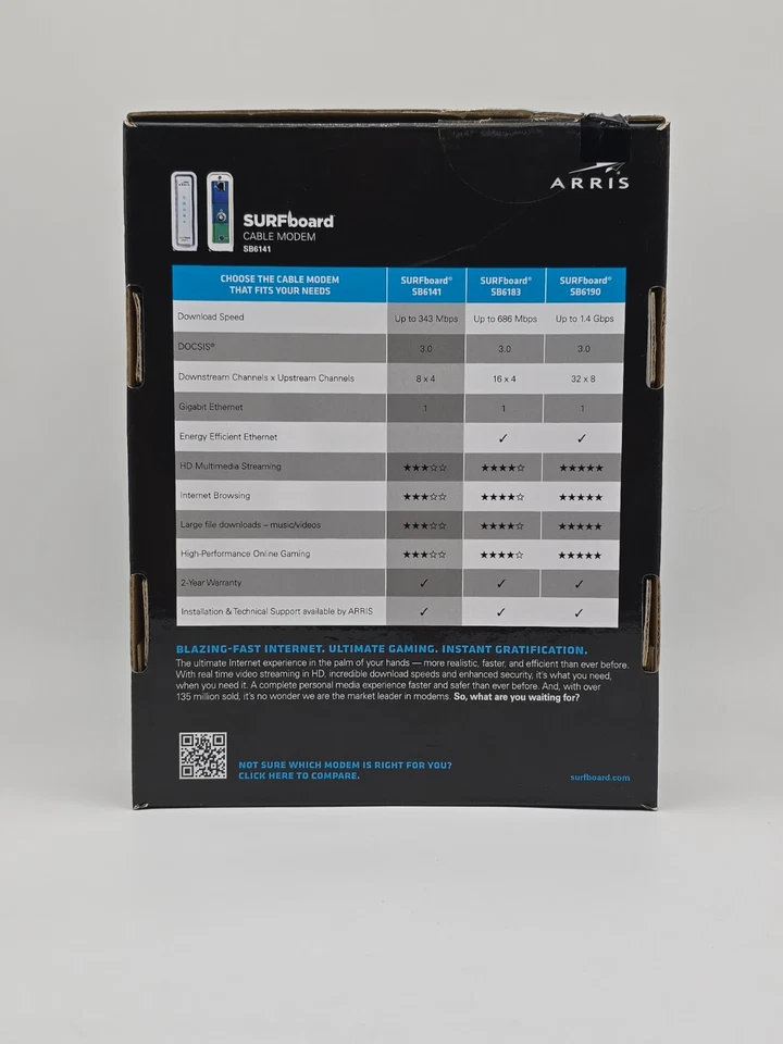 Arris Surfboard Cable Modem DOCSIS 3.0 Certified - SB6141 - White - Image 4 of 4