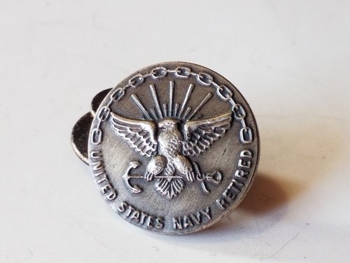 Spilla bottone bavero militare originale vintage USN 20 anni ritirata 1/20 argento riempito - Foto 4 di 8