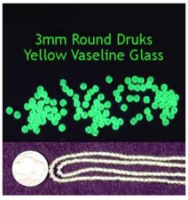 50 Pieces Czech Yellow VASELINE/URANIUM GLASS BEADS 3mm Round Druks