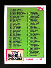 1984 Topps Baseball - Set Checklist Lot 1-792 - 6 Cards - NM+
