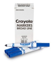 Crayola Broad Line Markers - Blue 12Ct , Markers for Kids, Bulk School