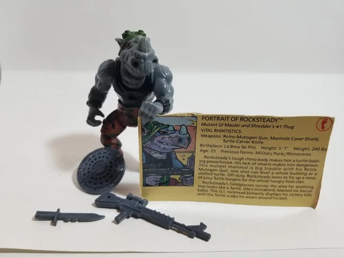 Rocksteady TMNT Teenage Mutant Ninja Turtles Figure Vintage 1988 Near Complete
