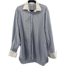 Turnbull  Asser Dress Shirt Mens 17.5 44 French Cuff Blue Made In England