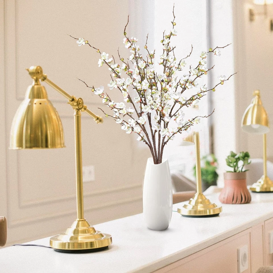 Flores artificiales de flor de ciruelo 4 piezas tallos de imitación de flor de cerezo imitación seda plu... Foto 2 de 4