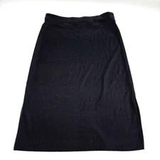 Vintage 90s A. Byer Black Nylon Slinky Stretch Pencil Skirt S 24x21.5" USA Made