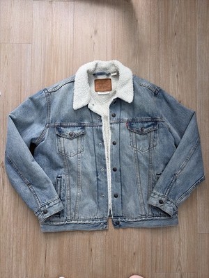Levi s Herren Jeansjacke Teddyfell Größe L Übergangsjacke Denim Blau Top
