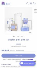 Ubbi Diaper Pail Gift Set with White Stainless Steel Diaper Pail