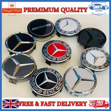 4 x Black Mercedes Benz 75mm Alloy Wheel Centre Caps AMG A B C E S M Class Hub