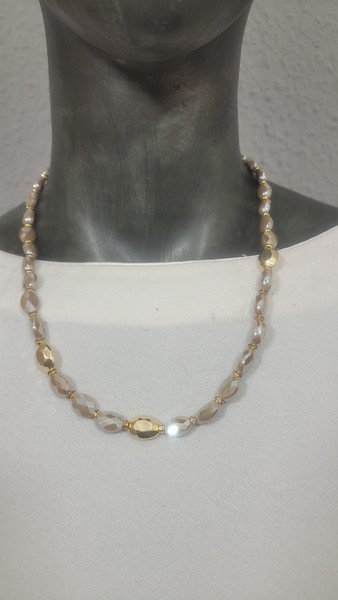 BiBA Modeschmuck Kette Halskette Accessoires Neu Nude/Goldfarbend Geschliffen-image