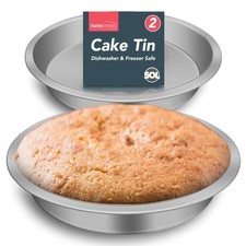 SOL 2pk 8 Inch Cake Tin Dishwasher and Freezer Safe 3.5cm Deep Stainless Steel