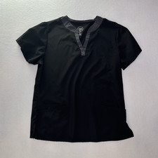 Divine Stretch by JDM Women's Medical Scrub Set Top Pants Black Solid M -0028