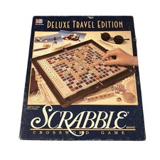 Scrabble Deluxe Travel Edition Game Crossword VTG Milton Bradley 1990 COMPLETE