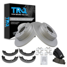 Trq Rear Brake Pad And Rotor Set Ceramic G Coated Rotors Parking Brake Shoe