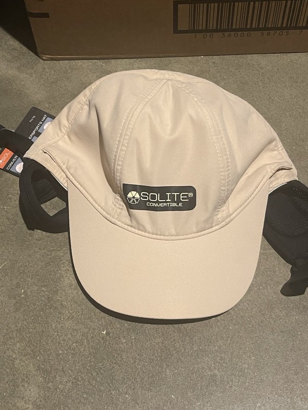 Solite Convertible Watersports Hat Beige Mesh Adjustable UV Ear Flap Chin Strap