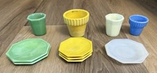 Vintage Akro Agate Slag Glass Jadeite Doll Children's Play Flower Pots Planters