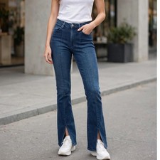 Just Black Denim Womens Dark Wash Seam Front Flare Jeans BP255J Size 28 USA Made