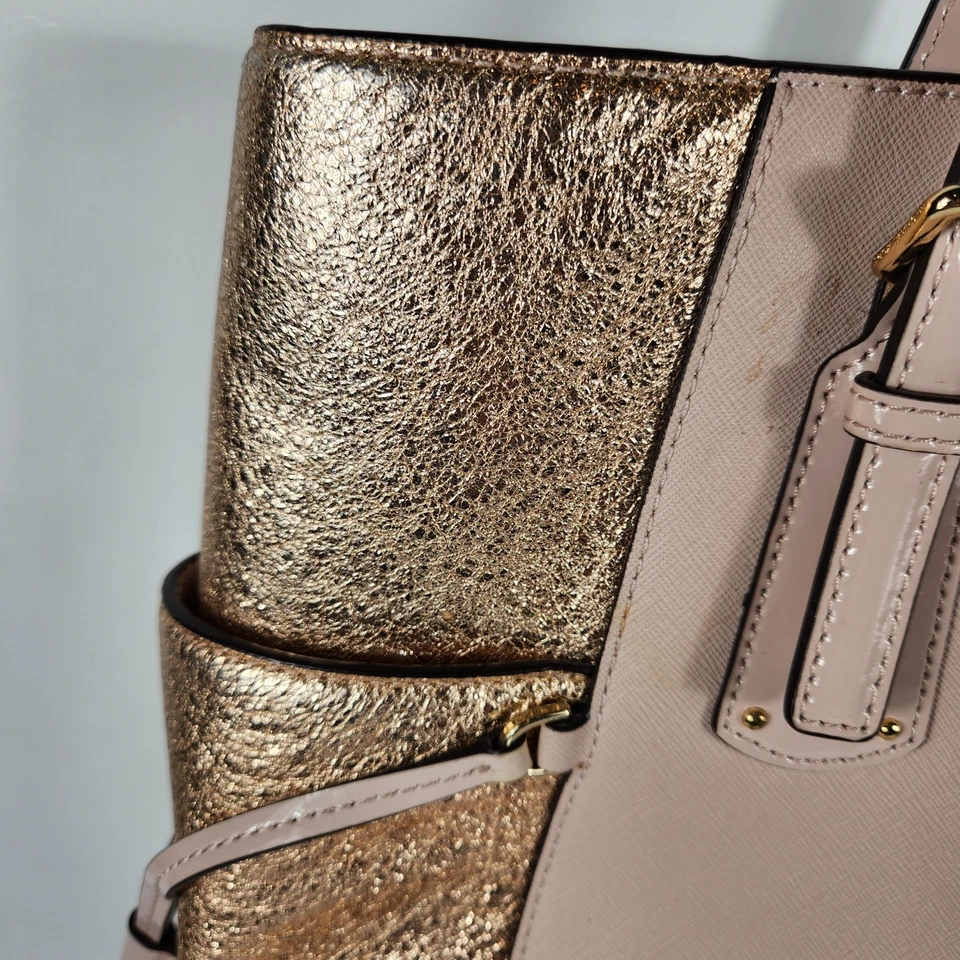 Michael Kors MK Pink Jet Set Large Leather Travel Tote Bag Handbag PINK Shimmer - Image 4 of 4