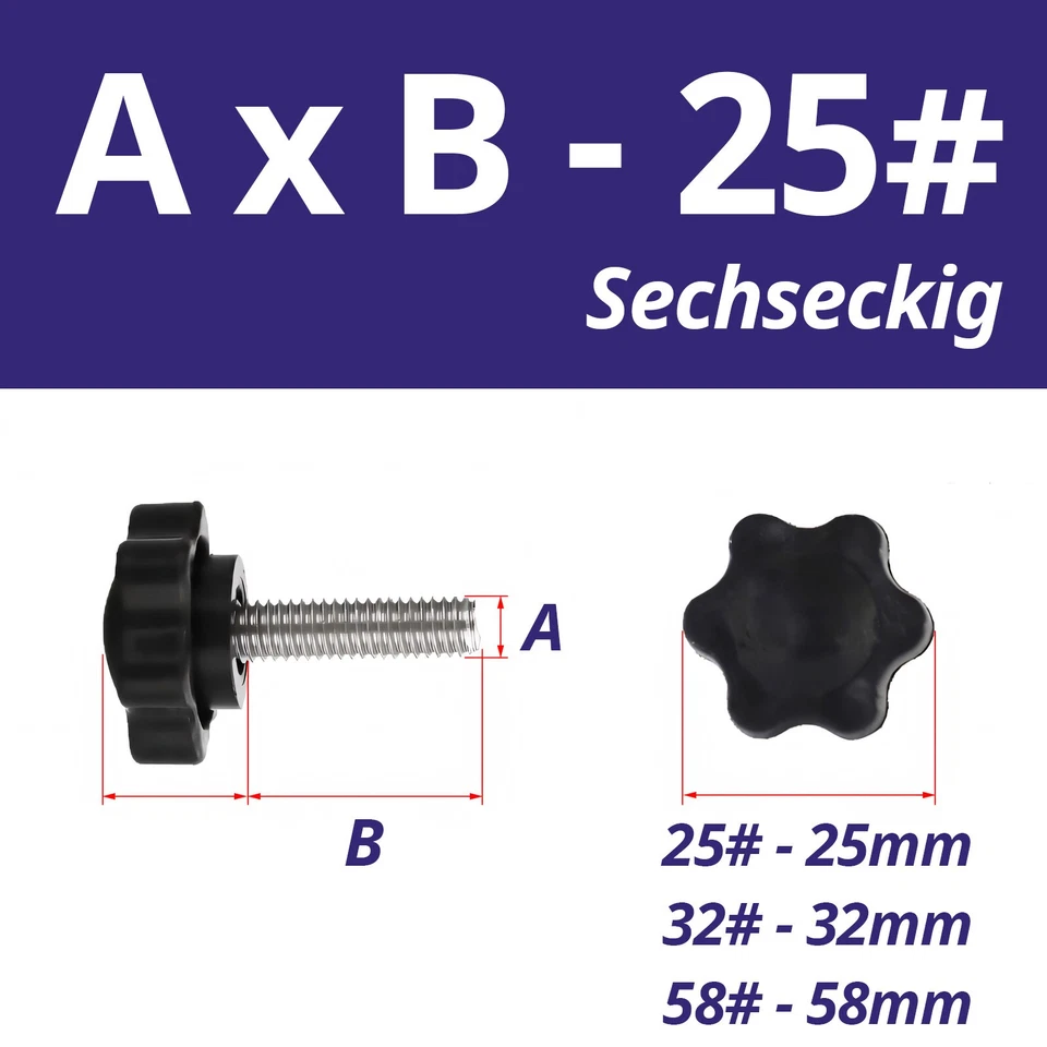 Feststellschraube Sterngriffschraube Klemmschraube M4 M5 - M12 Gewinde Schraube - Bild 2 von 4