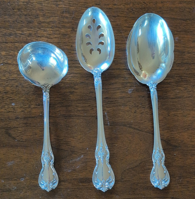 Towle OLD MASTER Sterling Silver 3-Pc Serving Set - Gravy Ladle & 2 Large Spoons