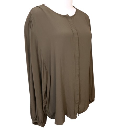 C&A (European) Blouse Top Olive Green Peasant Lagenlook Minimalist Flowy XL/46 - Picture 1 of 6