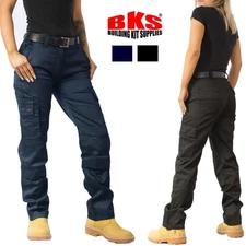 Ladies Cargo Combat Work Trousers with Knee Pad Pockets by BKS - SIZE 8 to 22