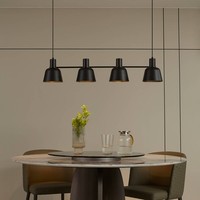 Lucande Pendelleuchte 'Servan' (Design, Modern) In Schwarz Aus Metall (4 Flammig