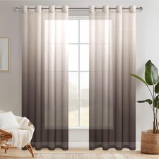 Curtains with Eyelets Gradient Voile Semi Sheer Window Scarf Curtains for...