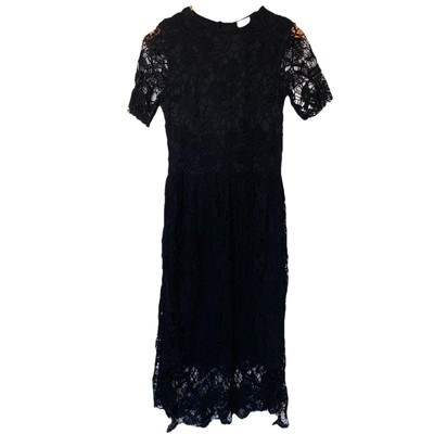 H&M Black Lace Whimsigoth Dress Witchy Dark Romantic 4 Goth Maxi New Fairy Emo