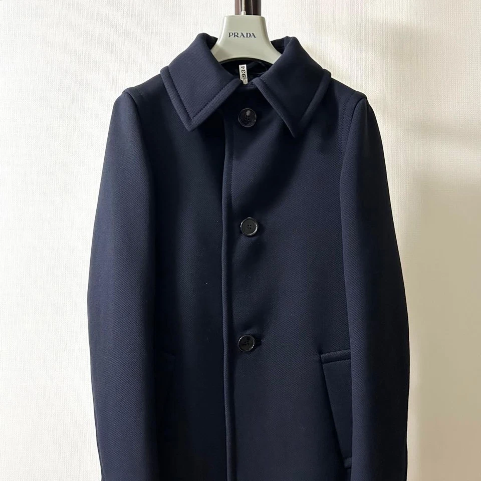 PRADA Men's wool coat size 46 navy made in Italy - Image 4 of 4